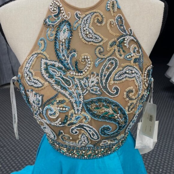 Sherri Hill Formal Dress Style 50076 Turquoise Size 0, NWT - Picture 4 of 12